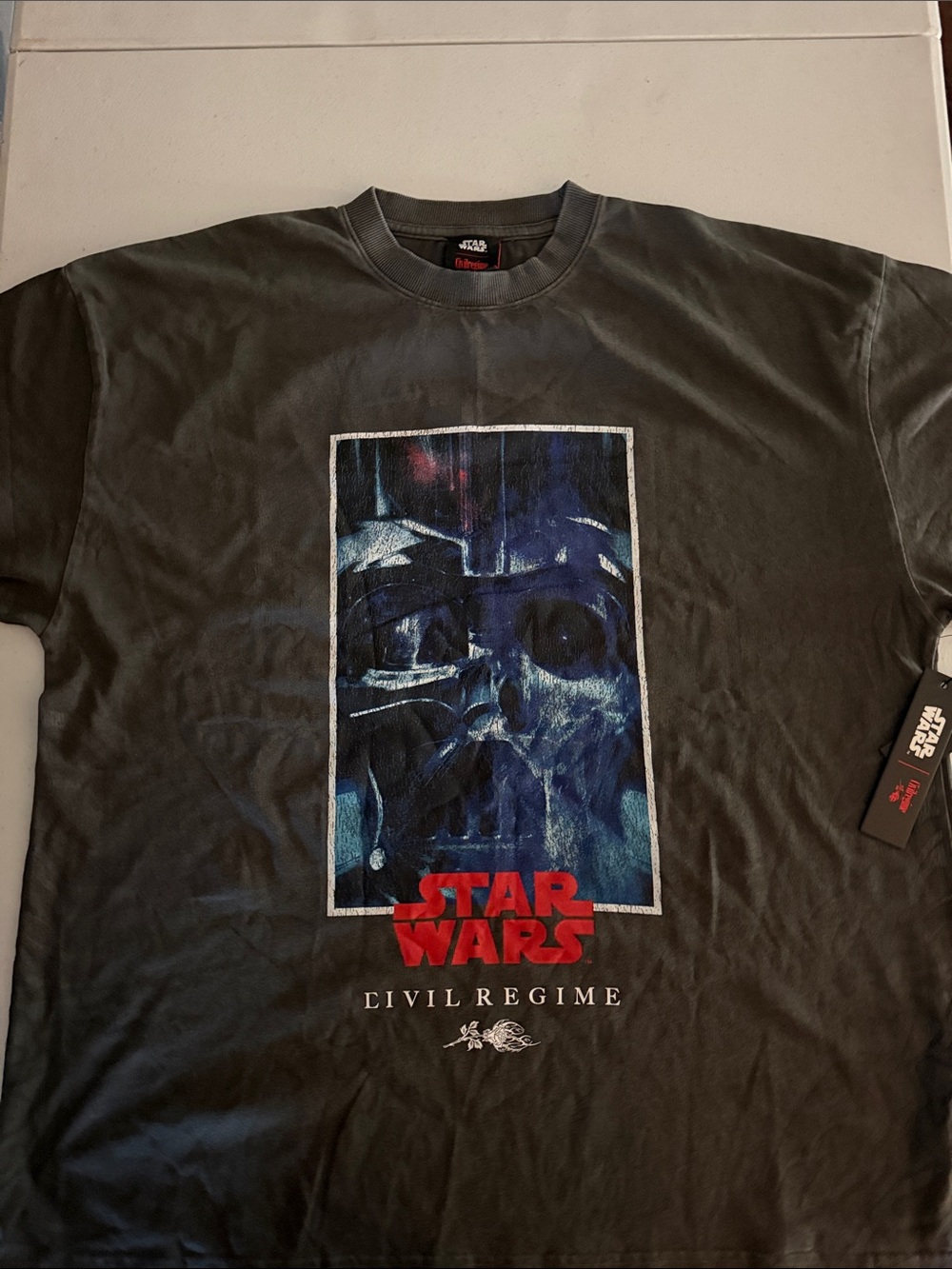 Civil Regime Collab with Star Wars Black Tee with Blue Graphic and Red Logo